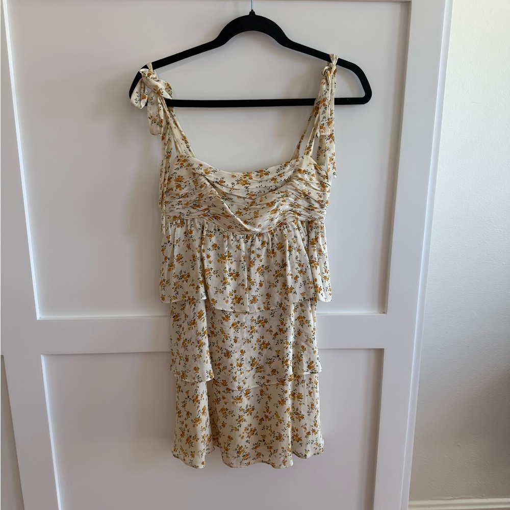 Reformation Floral Sleeveless Dress with Ruffle Details